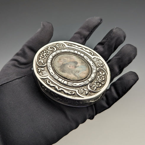 約 1900 年德國古董 800 銀琺瑯裝飾盒 85 克